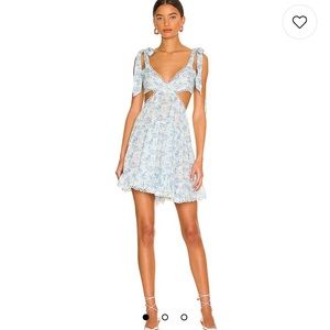 Olynne Mini Dress in Blue Ivory